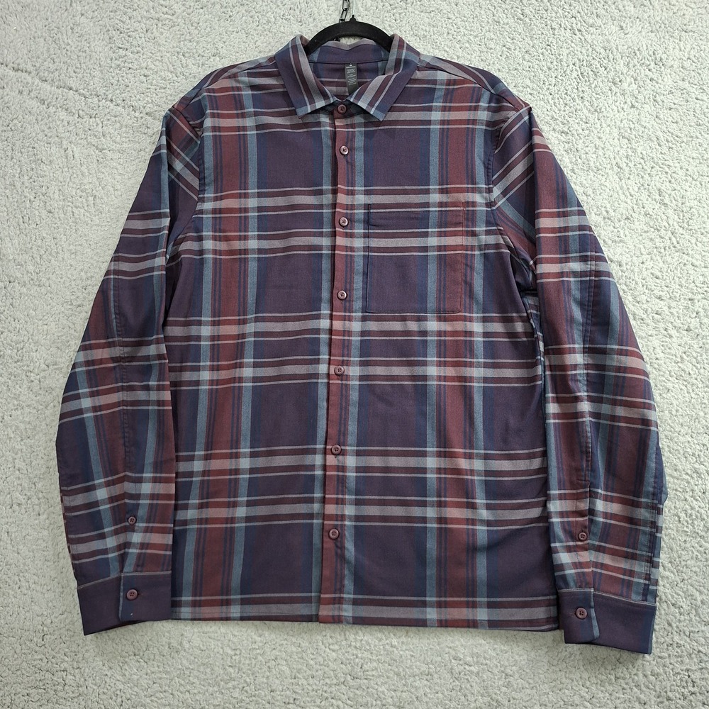 NEW Lululemon Flannel Shirt Mens L Masons Peak Button Up Plaid Red Comfort